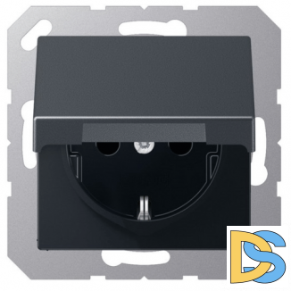 Розетка электрическая с заземлением, с крышкой Jung ECO Profi 16А Антрацит