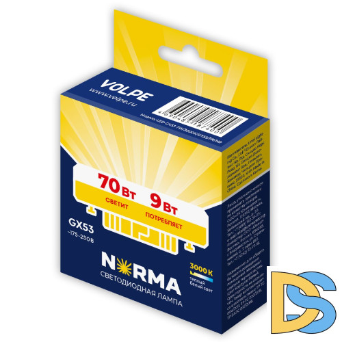 Лампа светодиодная Volpe Norma LED-GX53-9W/3000K/GX53/FR/NR UL-00011426