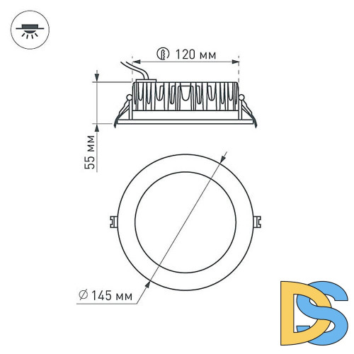 Встраиваемый светодиодный светильник Arlight LTD-145WH-Frost-16W Warm White 021068
