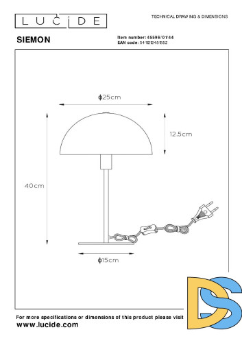 Настольная лампа Lucide Siemon 45596/01/44