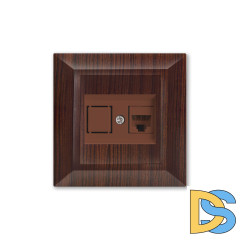 Розетка для сетевого кабеля LAN коричневая Vesta-Electric Roma WOOD