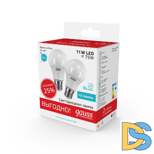 Лампа светодиодная Gauss E27 11W 4100K матовая 23221P