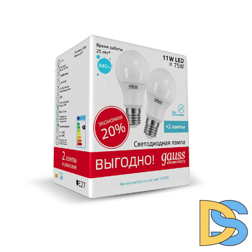 Лампа светодиодная Gauss E27 11W 4100K матовая 23221P