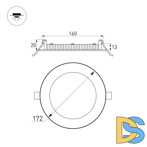 Встраиваемый светодиодный светильник Arlight DL-172M-15W White 020111