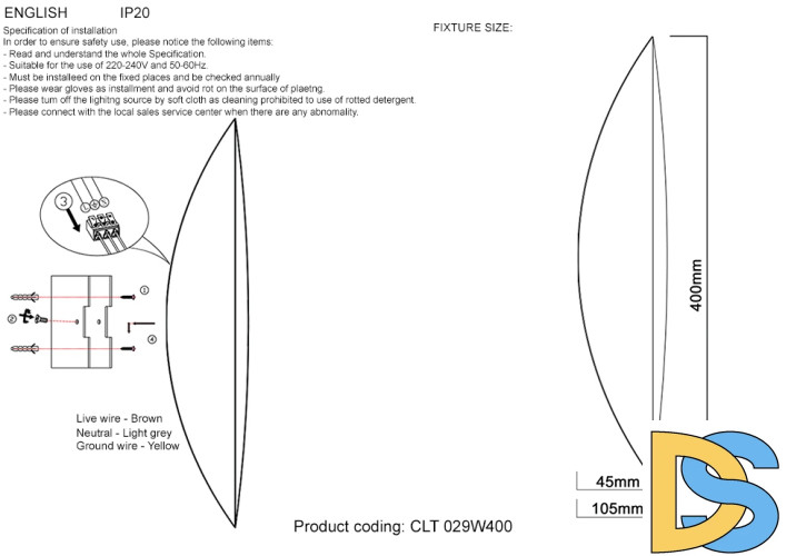 Настенный светильник Crystal Lux CLT 029W400 WH
