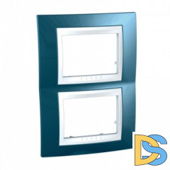 Рамка 2-ая (двойная) вертикальная, Голубой лед/Белый, серия Unica, Schneider Electric