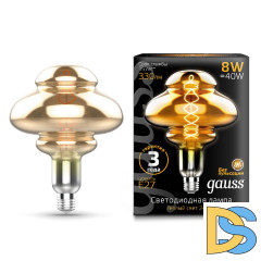 Лампа светодиодная филаментная диммируемая Gauss E27 8W 2400K серая 162802008