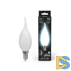 Лампа светодиодная филаментная Gauss E14 5W 4100К матовая 104201205