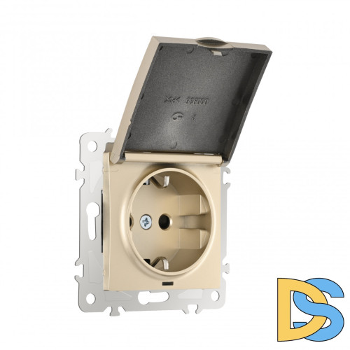 Розетка с заземлением, шторками и защитной крышкой Arte Milano 206.41-1.shampan