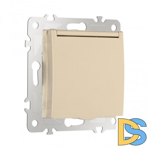 Розетка с заземлением, шторками и защитной крышкой Arte Milano 206.41-1.shampan