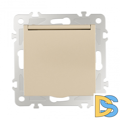 Розетка с заземлением, шторками и защитной крышкой Arte Milano 206.41-1.shampan