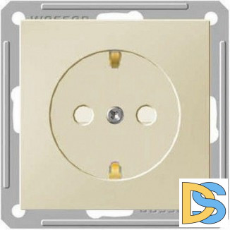 Розетка 1-ая электрическая без заземления, Бежевый, серия Wessen 59, Schneider Electric