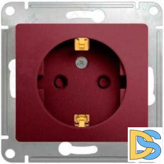 Розетка 1-ая электрическая, с заземлением и защитными шторками, Баклажановый, серия Glossa, Schneider Electric