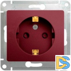Розетка 1-ая электрическая, с заземлением и защитными шторками, Баклажановый, серия Glossa, Schneider Electric