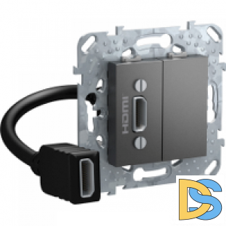 Розетка HDMI 1-ая (разветвительный кабель), Графит, серия UNICA TOP/CLASS, Schneider Electric