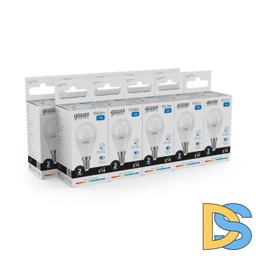 Лампа светодиодная Gauss E14 12W 6500K шар матовый 53132