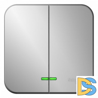 Выключатель 2-клавишный с подсветкой 10А,250B, изолир пластина Schneider Blanca Алюминий