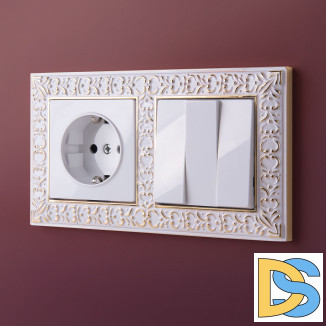 Рамка на 2 поста (белое золото) W0021523