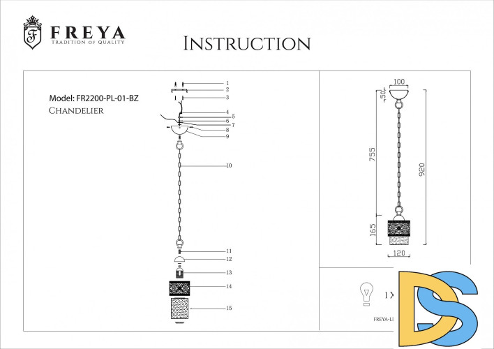 Подвесной светильник Freya Teofilo FR2200-PL-01-BZ