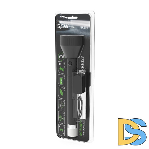 Ручной светодиодный фонарь Gauss аккумуляторный 271х63 180 лм GF201