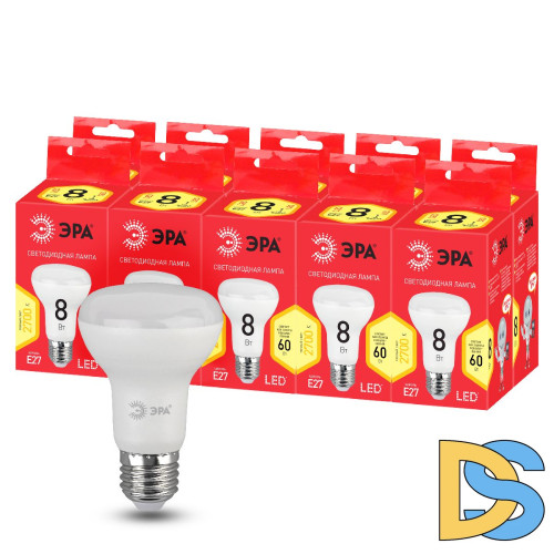Лампа светодиодная Эра E27 8W 2700K LED R63-8W-827-E27 R Б0050701