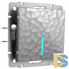 Выключатель одноклавишный проходной с подсветкой (серебряный) W1212106