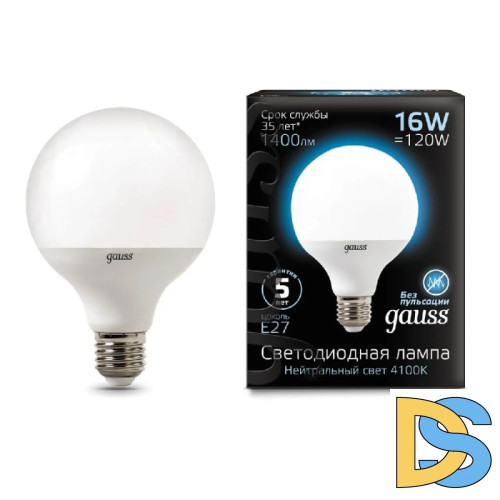 Лампа светодиодная Gauss E27 16W 4100K матовая 105102216
