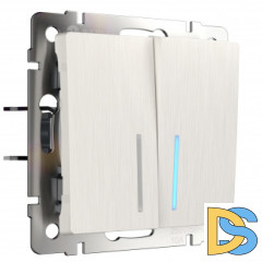 Выключатель двухклавишный с подсветкой (перламутровый рифленый) W1120113