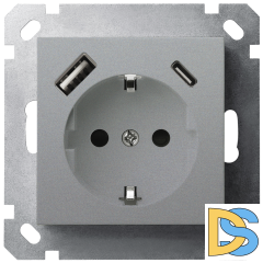 Розетка SHUKO Jasmart с USB тип A + C1 с защитными шторками (2P+T) 25W 16A 250V G5501USB-25S