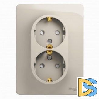 Розетка 2-ая электрическая с заземлением с защитными шторками, Молочный, серия Glossa, Schneider Electric