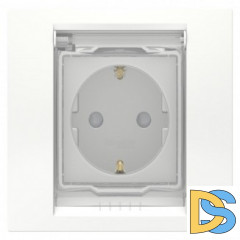 Розетка 1-ая электрическая, с заземлением, крышкой IР44, влагозащищенная, Белый, серия Unica New, Schneider Electric