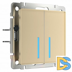 Сенсорный выключатель двухклавишный с подсветкой 1000 Вт (шампань) W4520011