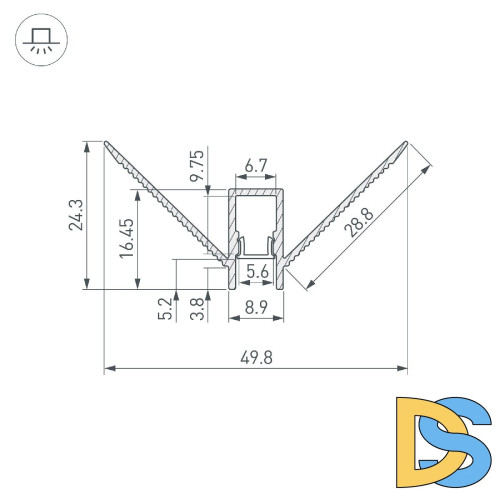 Алюминиевый профиль Arlight DECORE-S6-EXT-COMFORT-2000 ANOD внешний 043162