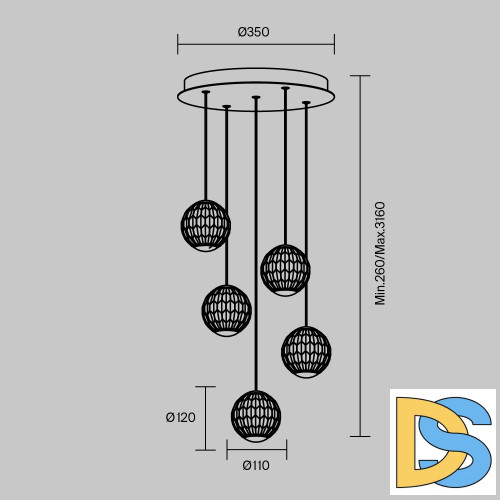 Каскадная люстра Maytoni Sapphire MOD293PL-L30BS3K
