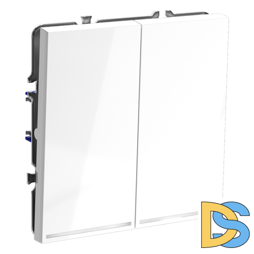 Проходной переключатель встраиваемый VOLTUM S70 двухклавишный с подсветкой 10А, (белый глянцевый)