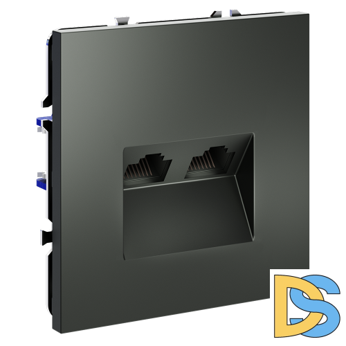 Розетка компьютерная встраиваемая VOLTUM S70 двойная RJ45+RJ45 кат.6, (титан)