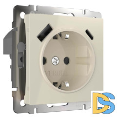 Розетка Werkel с быстрой зарядкой USB Type A+С слоновая кость W1171703 4690389176425