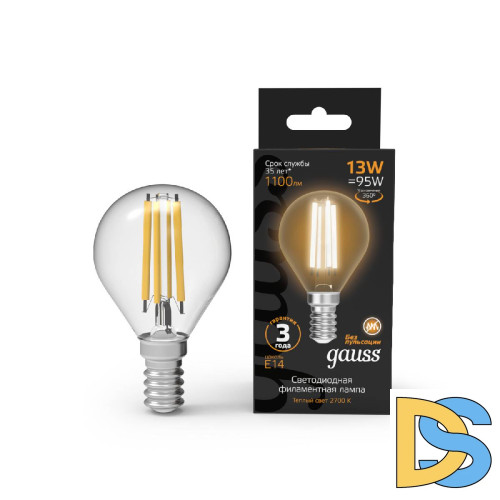 Лампа светодиодная Gauss Filament E14 13W 2700K 105801113