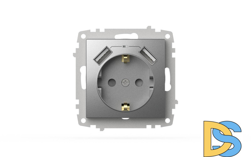 Розетка с заземлением и защитой от детей + два входа USB для заряда устройства ELBI Zena Vega 609-011000-317