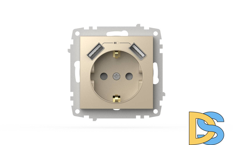 Розетка с заземлением и защитой от детей + два входа USB для заряда устройства ELBI Zena Vega 609-012500-317