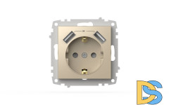 Розетка с заземлением и защитой от детей + два входа USB для заряда устройства ELBI Zena Vega 609-012500-317
