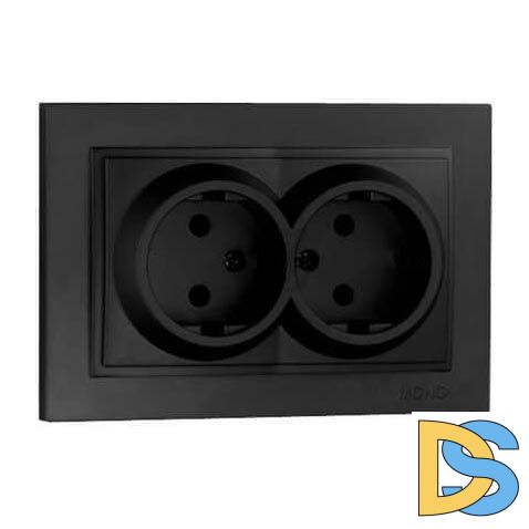 Розетка двойная без земли Mono Electric Despina 16А 250В графит 102-202005-121