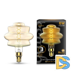 Лампа светодиодная филаментная диммируемая Gauss E27 8W 2400K золотая 161802008