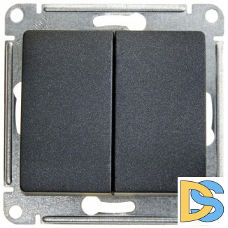 Выключатель 2-клавишный, Антрацит, серия Glossa, Schneider Electric