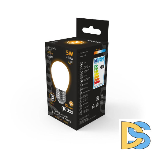 Лампа светодиодная филаментная Gauss E27 5W 2700К матовая 105202105