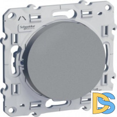 Выключатель 1-клавишный; кнопочный, Алюминий, серия Odace, Schneider Electric