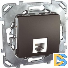 Розетка телефонная 1-ая 4 контакта, RJ-11, Графит, серия UNICA TOP/CLASS, Schneider Electric