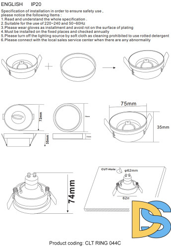 Декоративное кольцо внешнее Crystal Lux CLT RING 044C BL