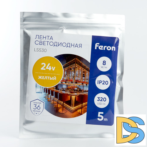 Светодиодная лента Feron LS530 24В 2110 8Вт/м желтый 5м IP20 48269