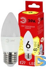 Лампа светодиодная Эра E27 6W 2700K ECO LED B35-6W-827-E27 Б0020620